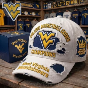 West Virginia Mountaineers College Basketball Champions Distressed Cap