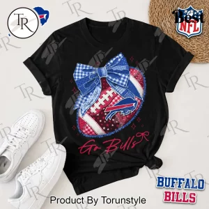 Buffalo Bills NFL Patchwork Football Bow Graphic T-Shirt