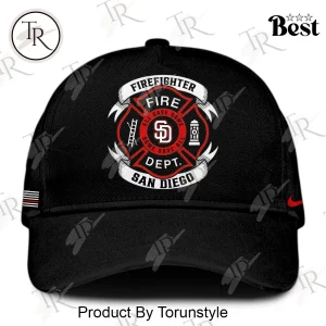 San Diego Firefighter SD Logo Thin Red Line Baseball Cap