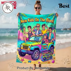 New Kids On The Block Summer Vibes Cartoon Art Beach Towel
