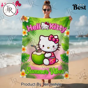 Hello Kitty Summer Vibes Vibrant Tropical Beach Towel