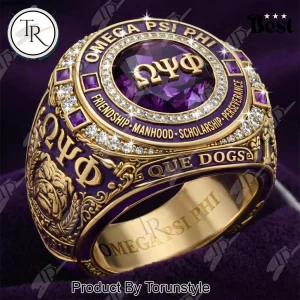 Omega Psi Phi Premium Gold Purple Amethyst Fraternity Commemorative Ring