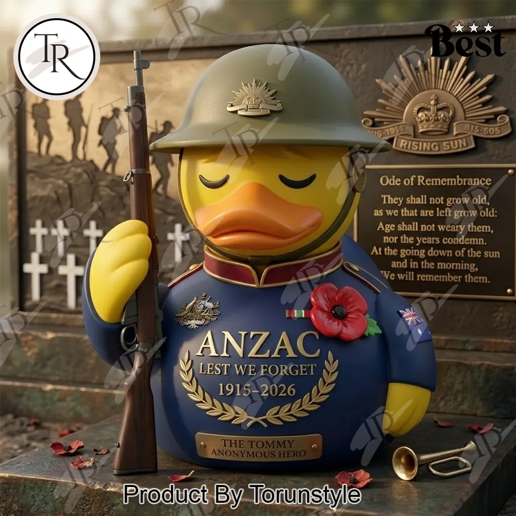 Anzac Lest We Forget 1915-2026 Commemorative Poppy Resin Duck Anzac Lest We Forget 1915-2026 Commemorative Poppy Resin Duck