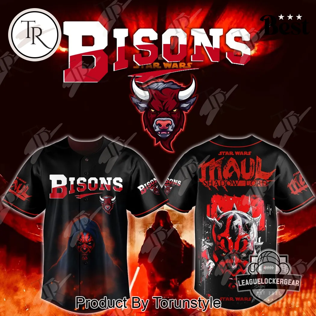 Bisons Star Wars Darth Maul Graphic Baseball Jersey Bisons Star Wars Darth Maul Graphic Baseball Jersey