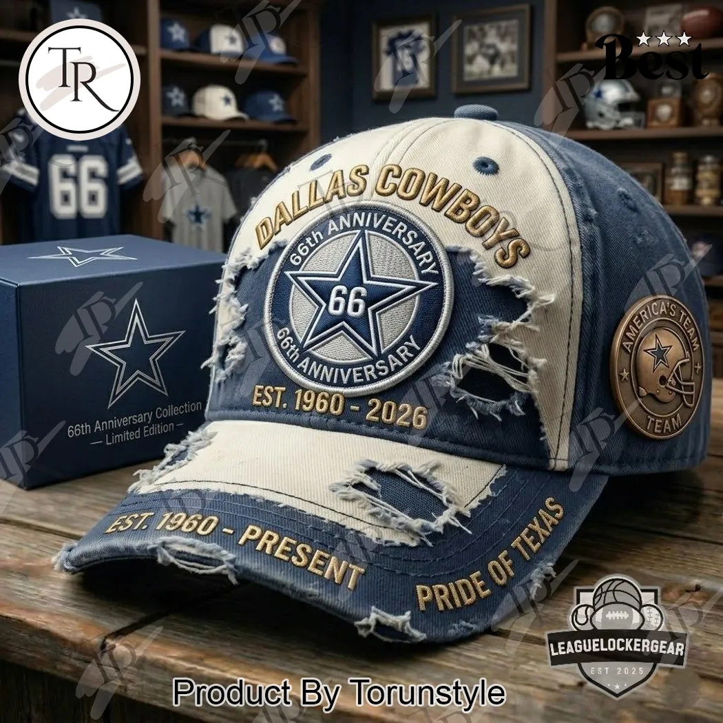 Dallas Cowboys 66th Anniversary 1960-2026 Distressed Baseball Cap Dallas Cowboys 66th Anniversary 1960-2026 Distressed Baseball Cap