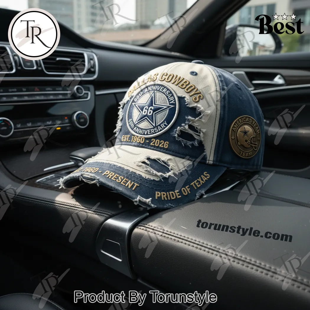 Dallas Cowboys 66th Anniversary 1960-2026 Distressed Baseball Cap Dallas Cowboys 66th Anniversary 1960-2026 Distressed Baseball Cap