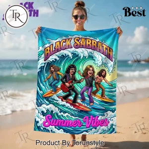 Black Sabbath Summer Vibes Surfing Cartoon Beach Towel