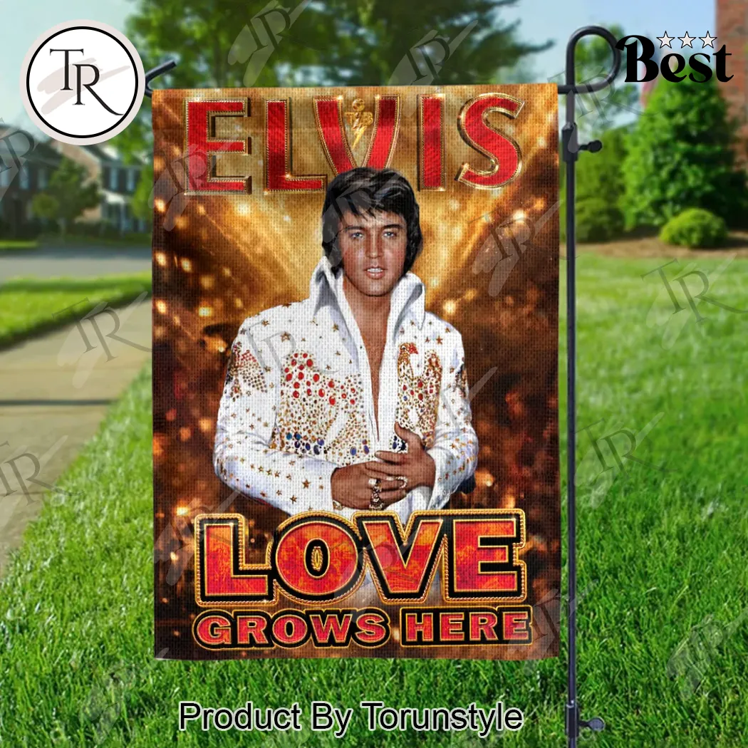 Elvis Presley Love Grows Here Decorative Garden Flag Elvis Presley Love Grows Here Decorative Garden Flag