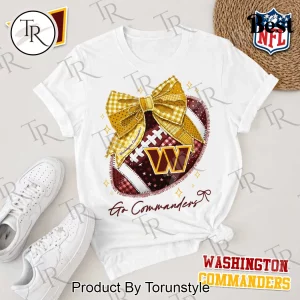 Washington Commanders NFL Patchwork Football Bow Graphic T-Shirt