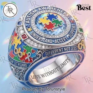 Autism Awareness Puzzle Piece Crystal Ring
