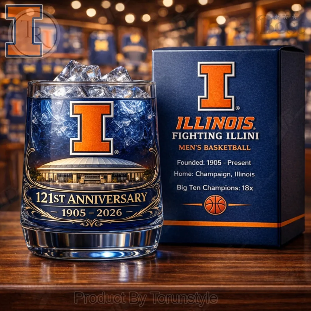Illinois Fighting Illini Men’s Basketball 121st Anniversary Crystal Whiskey Glass Illinois Fighting Illini Men’s Basketball 121st Anniversary Crystal Whiskey Glass