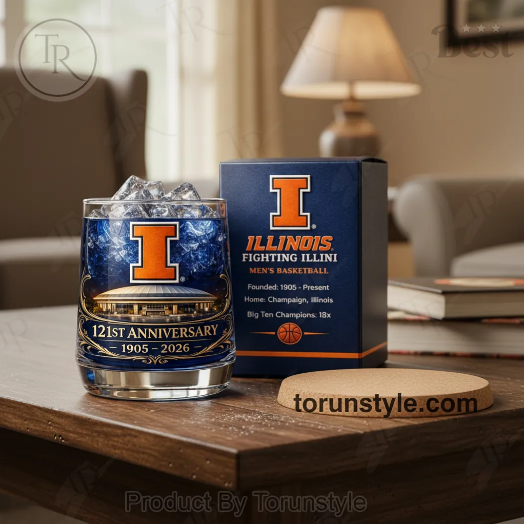 Illinois Fighting Illini Men’s Basketball 121st Anniversary Crystal Whiskey Glass Illinois Fighting Illini Men’s Basketball 121st Anniversary Crystal Whiskey Glass
