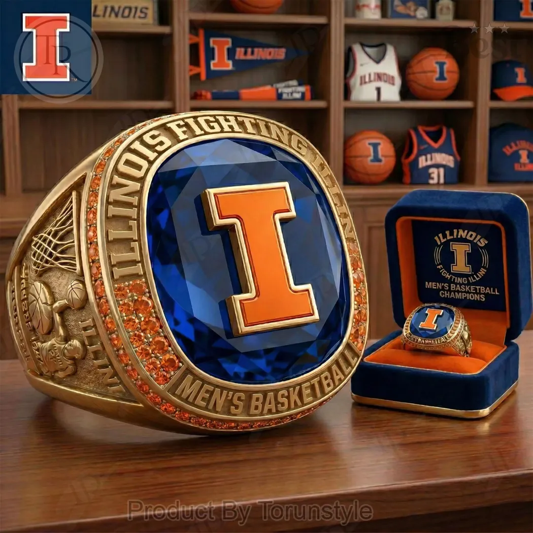 Illinois Fighting Illini Men’s Basketball Champions Gold Ring Illinois Fighting Illini Men’s Basketball Champions Gold Ring