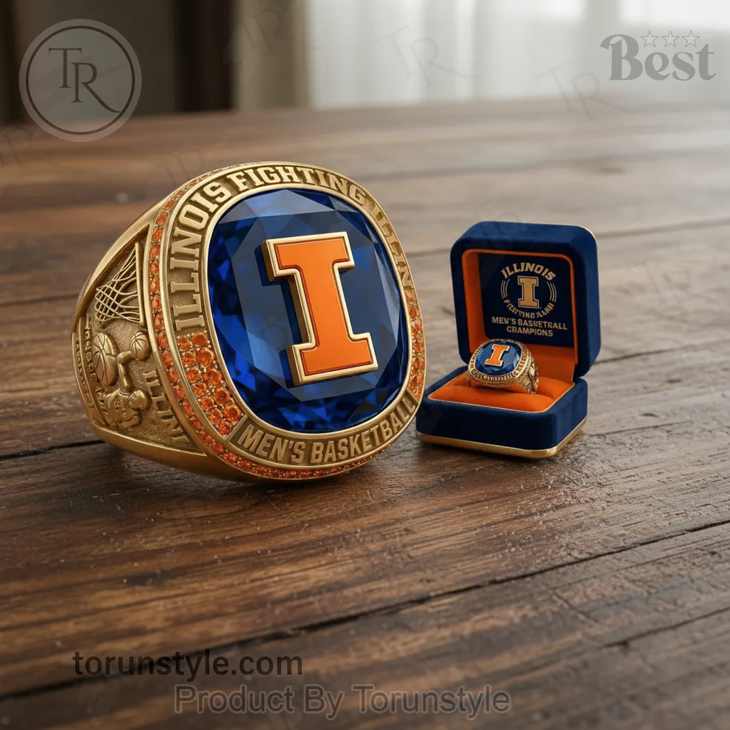 Illinois Fighting Illini Men’s Basketball Champions Gold Ring Illinois Fighting Illini Men’s Basketball Champions Gold Ring