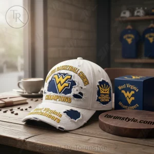 West Virginia Mountaineers College Basketball Champions Distressed Cap