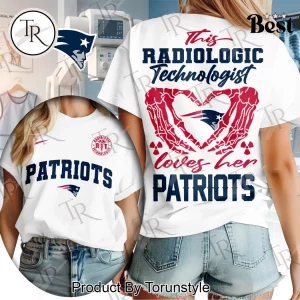 New England Patriots Radiologic Technologist Heart Skeleton Hands Women’s T-Shirt