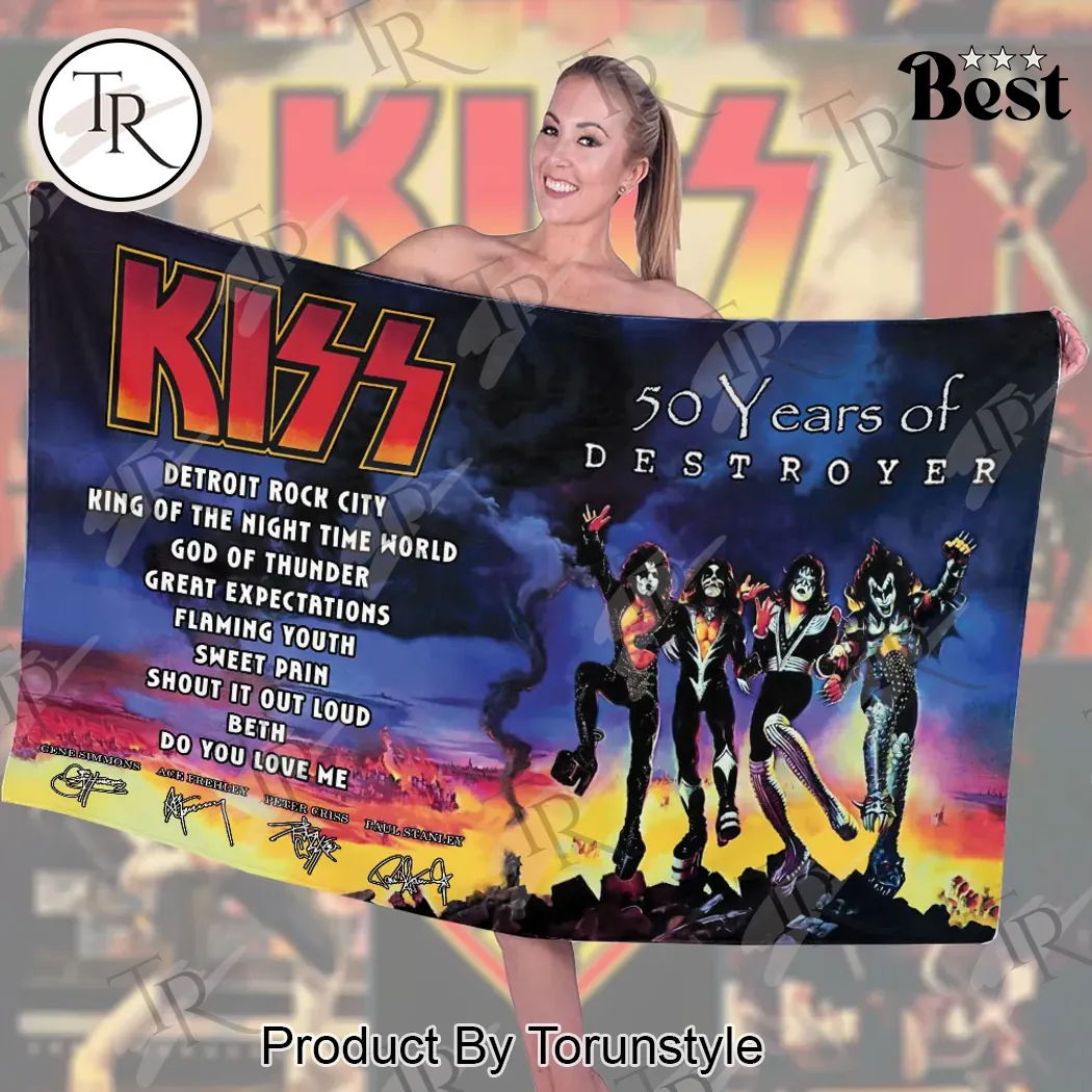 KISS Destroyer 50th Anniversary 2026 Commemorative Beach Towel KISS Destroyer 50th Anniversary 2026 Commemorative Beach Towel