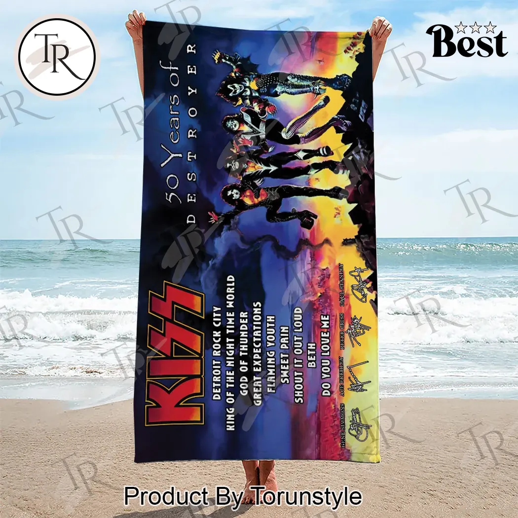 KISS Destroyer 50th Anniversary 2026 Commemorative Beach Towel KISS Destroyer 50th Anniversary 2026 Commemorative Beach Towel
