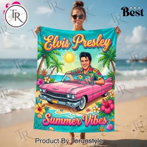 Elvis Presley Summer Vibes Tropical Vacation Beach Towel