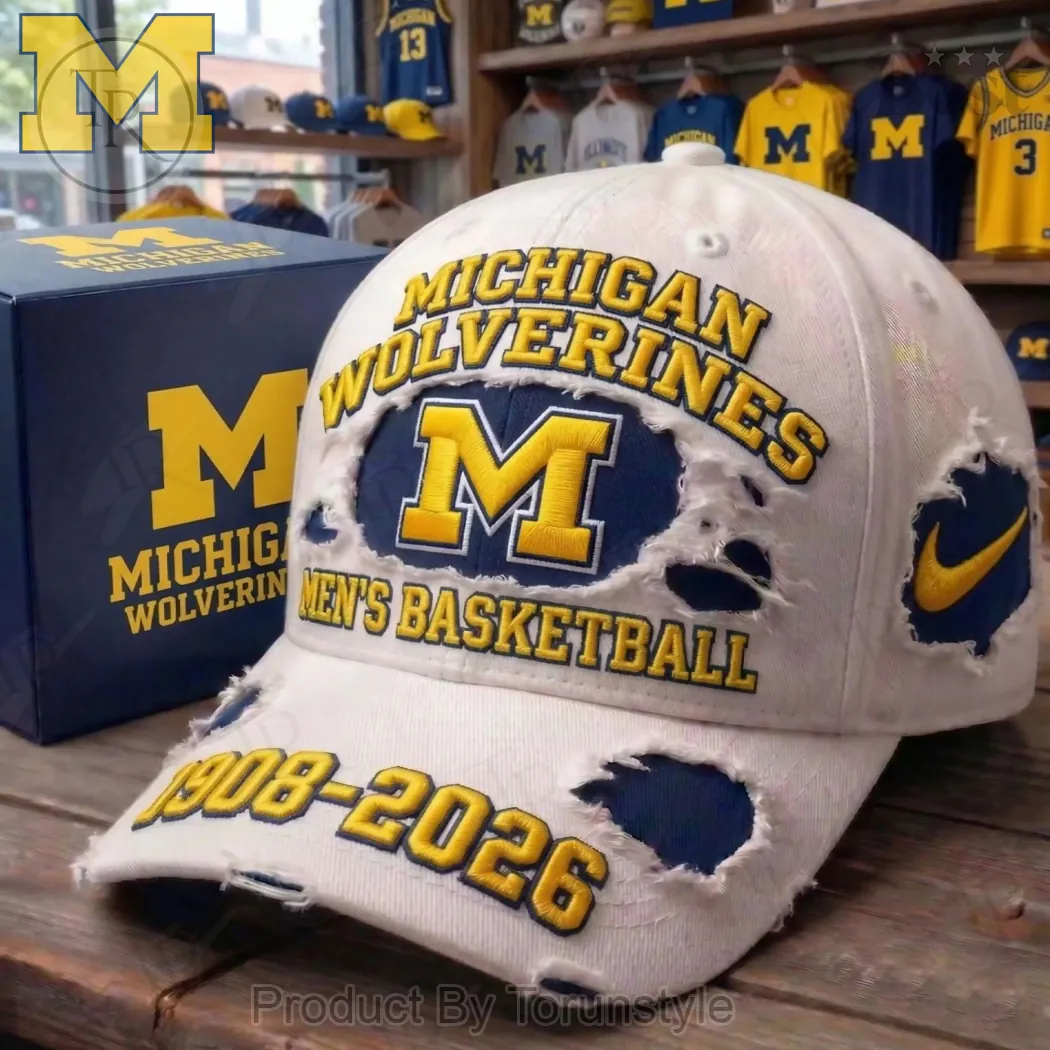 Michigan Wolverines 1908-2026 Men’s Basketball Vintage Ripped Cap Michigan Wolverines 1908-2026 Men’s Basketball Vintage Ripped Cap