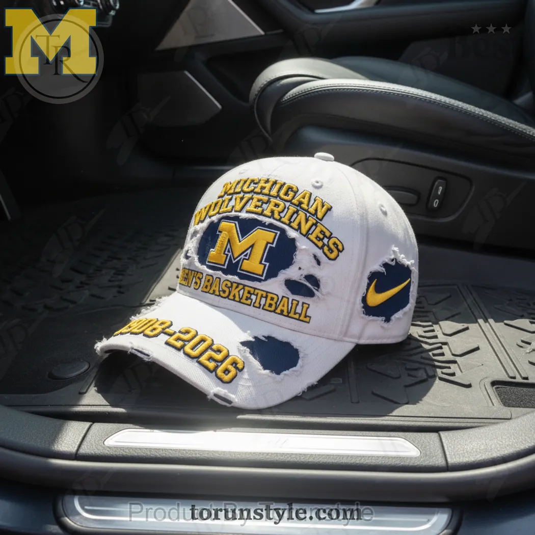 Michigan Wolverines 1908-2026 Men’s Basketball Vintage Ripped Cap Michigan Wolverines 1908-2026 Men’s Basketball Vintage Ripped Cap