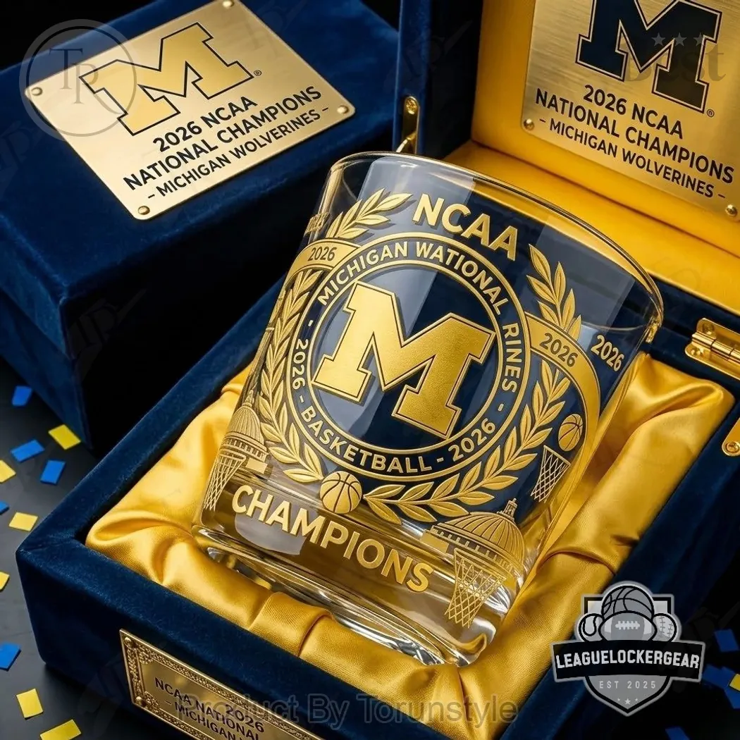 Michigan Wolverines 2026 NCAA Basketball National Champions Engraved Whiskey Glass Michigan Wolverines 2026 NCAA Basketball National Champions Engraved Whiskey Glass