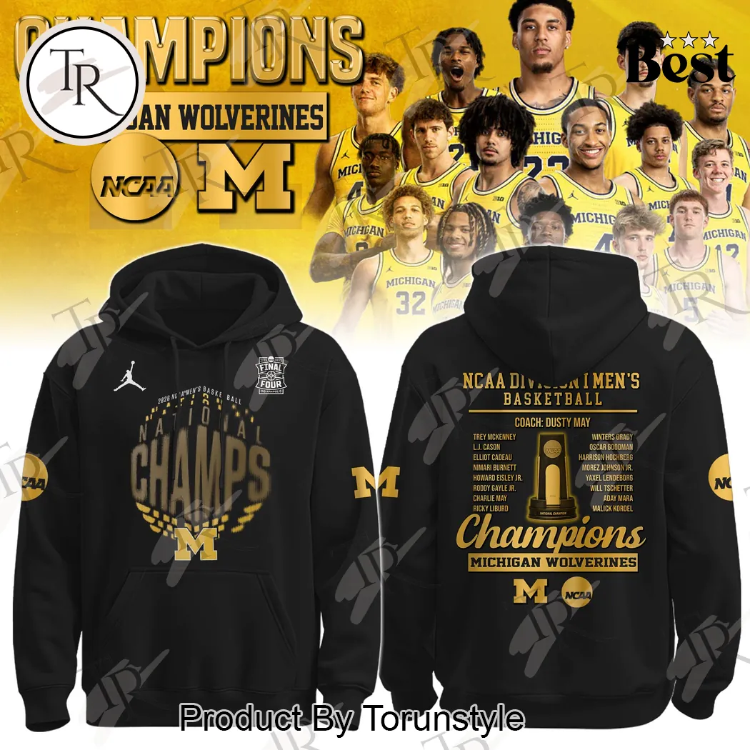 Michigan Wolverines 2026 NCAA Men’s Basketball Champions Hoodie Michigan Wolverines 2026 NCAA Men’s Basketball Champions Hoodie