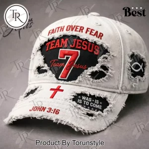 Team Jesus Faith Over Fear Vintage Distressed Baseball Cap