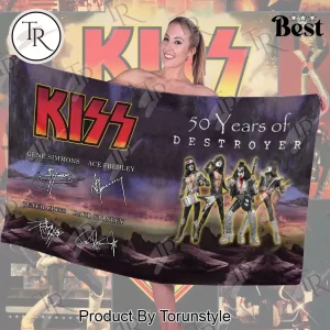 KISS Destroyer 50th Anniversary 2026 Commemorative Band Signatures Beach Towel