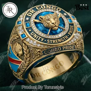 DR Congo Unity Strength Pride Gold Tone Leopard Ring