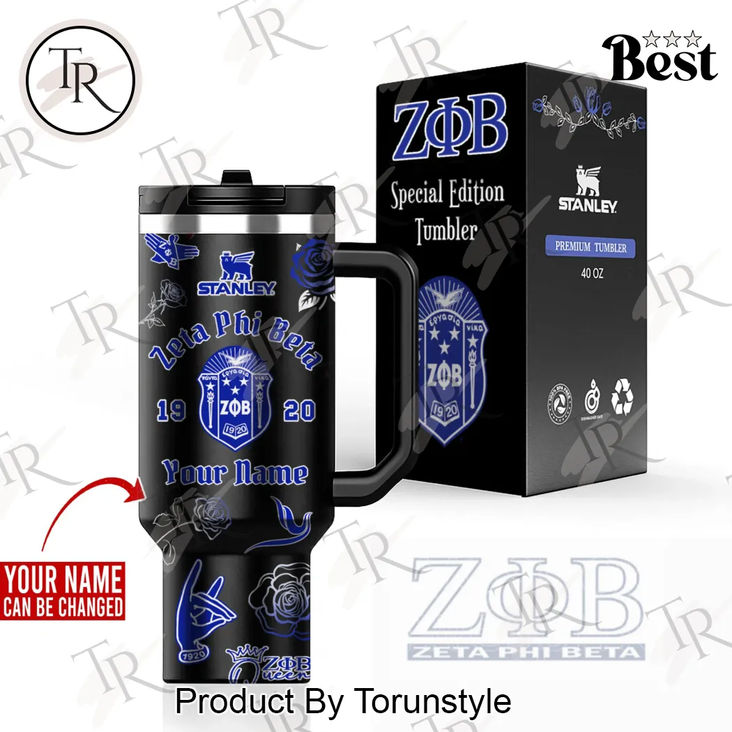 Stanley Zeta Phi Beta ZΦB Personalized 40oz Custom Name Handle Tumbler Stanley Zeta Phi Beta ZΦB Personalized 40oz Custom Name Handle Tumbler