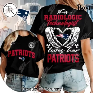 New England Patriots Radiologic Technologist Heart Skeleton Hands Women’s T-Shirt