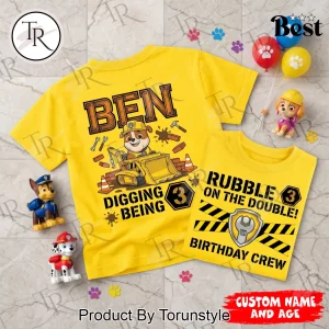 Paw Patrol Rubble Personalized 3rd Birthday Kids T-Shirt
