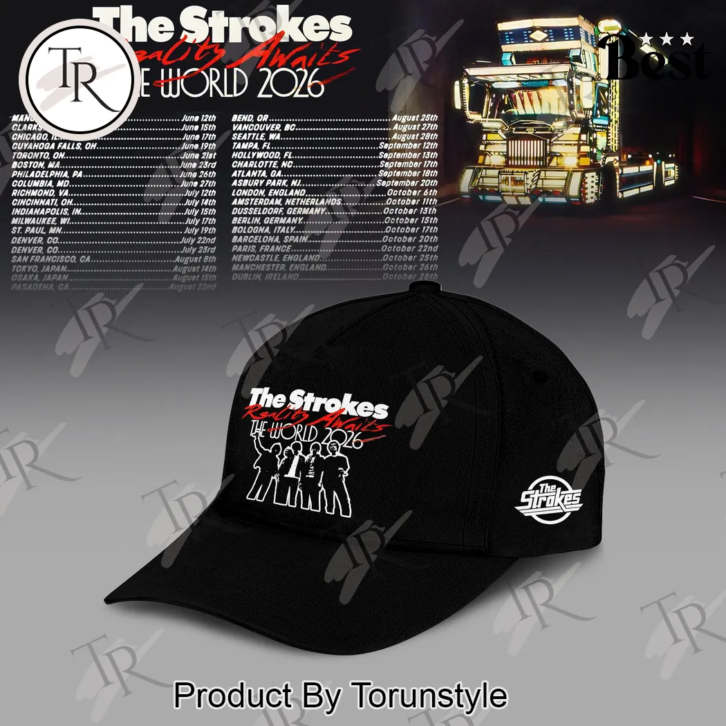 The Strokes Reality Awaits The World 2026 Tour Baseball Cap The Strokes Reality Awaits The World 2026 Tour Baseball Cap