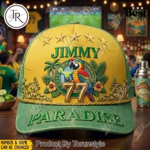 Personalized Jimmy Buffett Margaritaville Tropical Parrot Trucker Hat