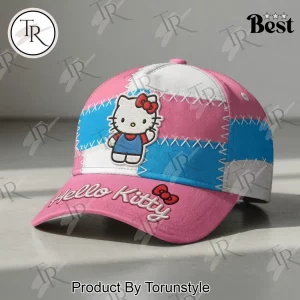 Hello Kitty Patchwork Embroidered Pink & Blue Baseball Cap