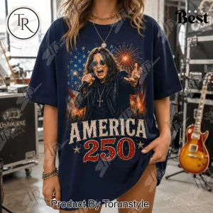 Ozzy Osbourne America 250 Years of Freedom Patriotic Navy Graphic T-Shirt