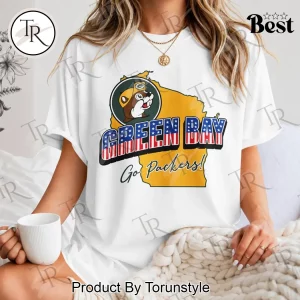 Green Bay Packers Buc-ees Patriotic Wisconsin Map Graphic T-Shirt
