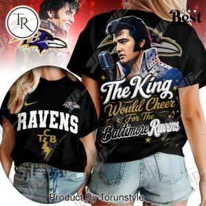 Baltimore Ravens Elvis Presley The King Dual Fandom Women’s T-Shirt