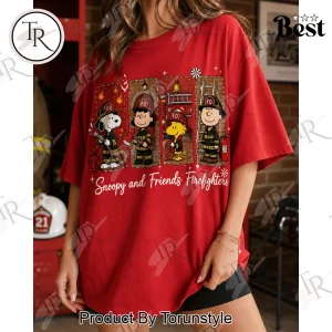 Snoopy and Friends Firefighter Red Premium Graphic T-Shirt