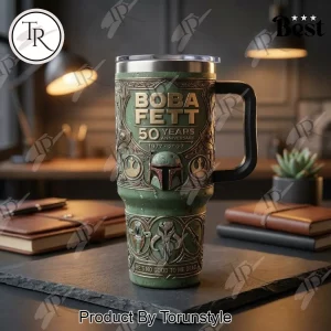 Boba Fett 50th Anniversary 1977-2027 Commemorative 3D Embossed Insulated Travel 40oz Tumbler