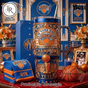 New York Knicks 2026 Eastern Conference Champions Luxury Gold Filigree 40oz Tumbler