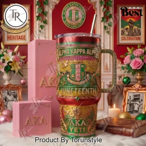 Alpha Kappa Alpha AKA Juneteenth Commemorative Luxury 3D Insulated Travel 40oz Tumbler