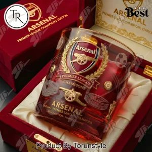 Arsenal Premier League Champions Official Limited Edition Whiskey Glass