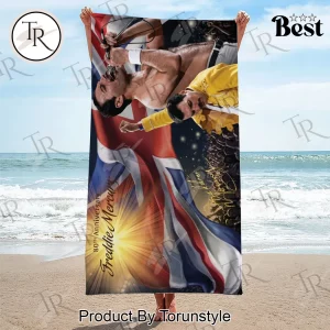 Freddie Mercury 80th Anniversary Iconic Union Jack Beach Towel