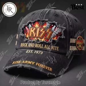 KISS Band Rock and Roll All Nite Vintage Distressed Embroidered Baseball Cap