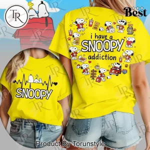 Snoopy Addiction Cute Cartoon Double Sided Graphic T-Shirt