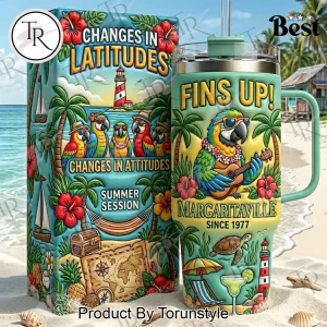 Margaritaville Fins Up! Tropical Parrot Insulated Handled Tumbler