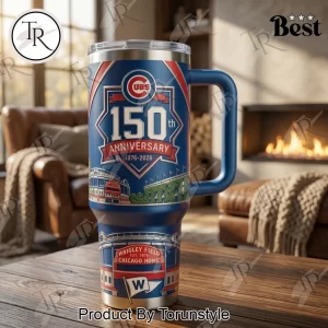 Chicago Cubs 150th Anniversary Wrigley Field Commemorative Insulated Stainless Steel Tumbler with Handle
