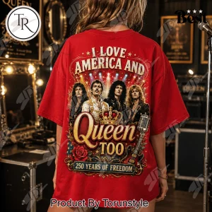 Queen Band America 250 Years Of Freedom Freddie Mercury Patriotic Red Graphic T-Shirt